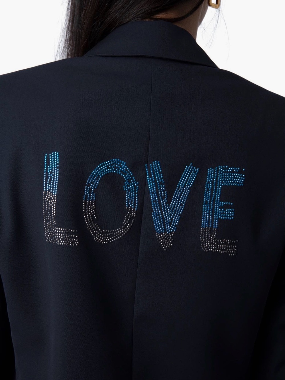 Zadig & Voltaire Women’s Vedy “Love” Strass Navy Blazer Size 40/8